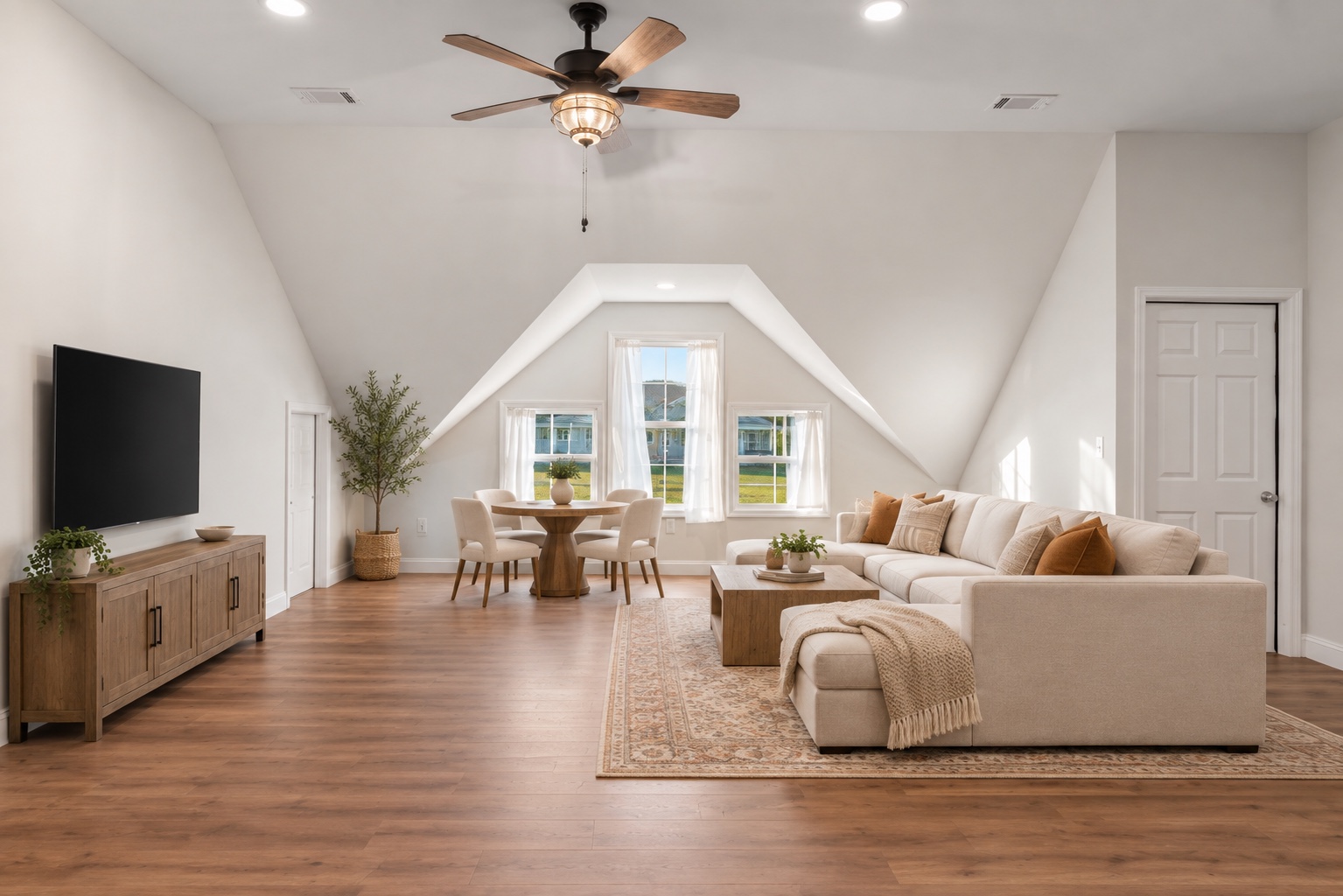 Virtually staged living-area concept for the upper-level bonus room at 23 Cornerstone Dr